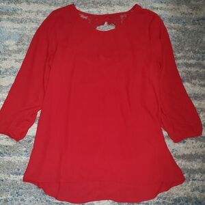 Charming Charlie Red Lace Back Blouse